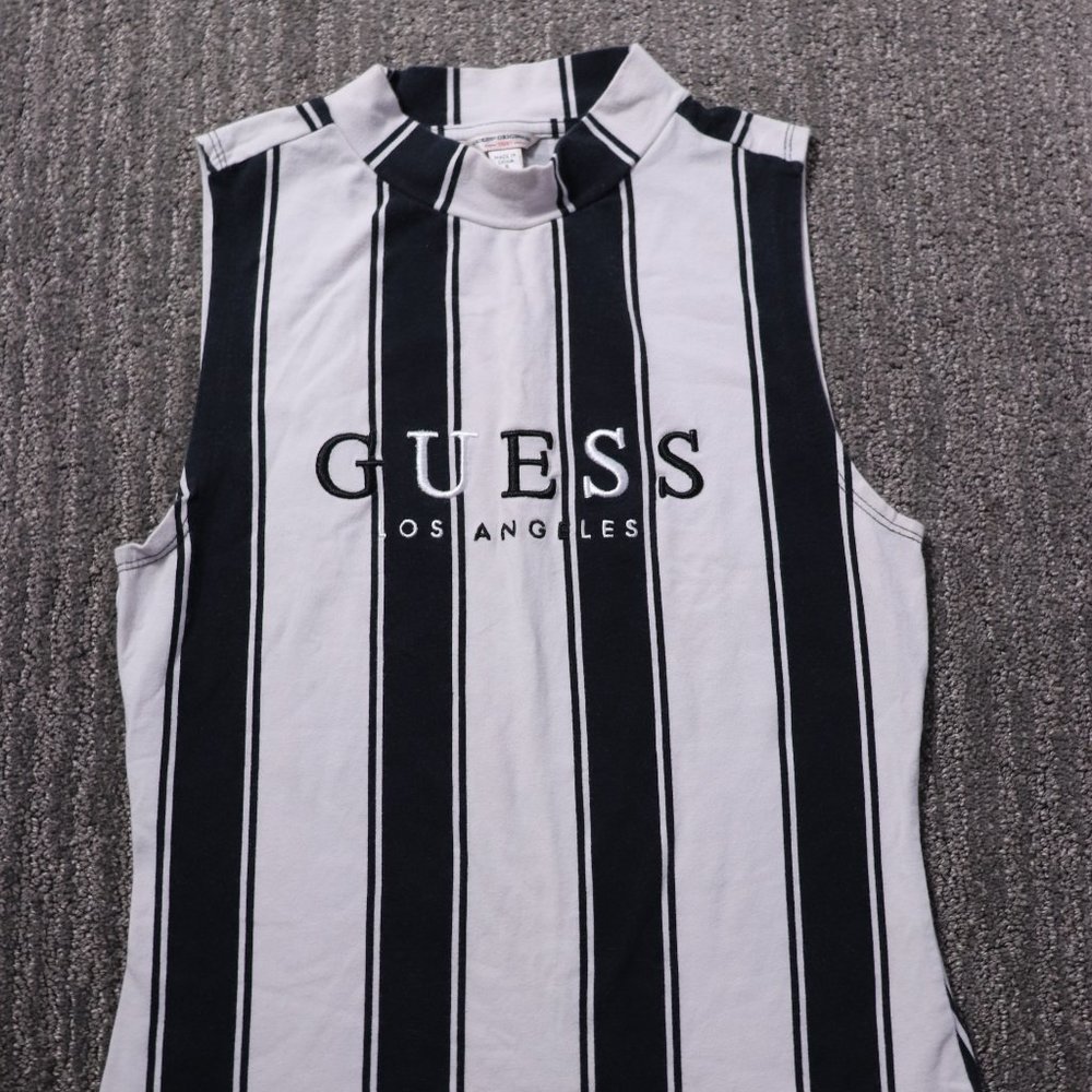 Guess Originals 1981 Womens Small Black And White Embroidered Sleeveless Top